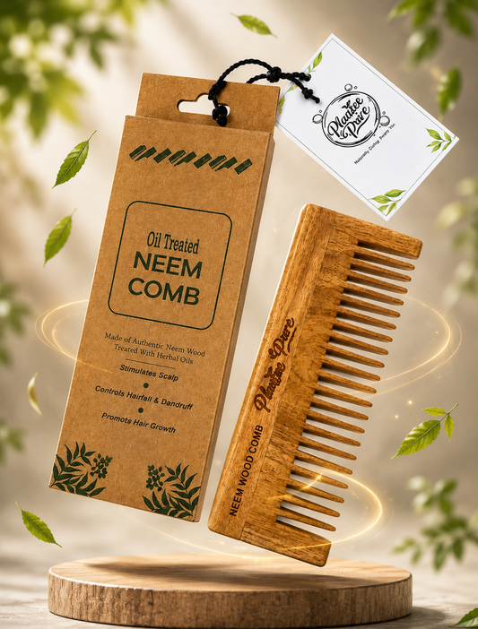 PLANTAE PURE Neem Wooden Comb | Natural Wooden Hair Comb for Men & Women | Anti-Static Scalp Massage Comb | Gentle Detangling & Hair Care