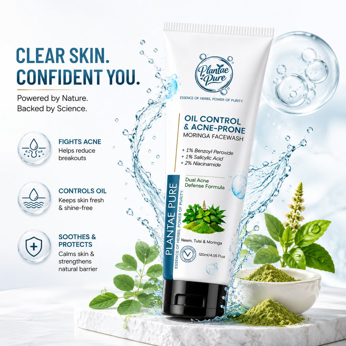 Plantae Pure Moringa Face Wash - Ayurvedic Face Wash for Glow