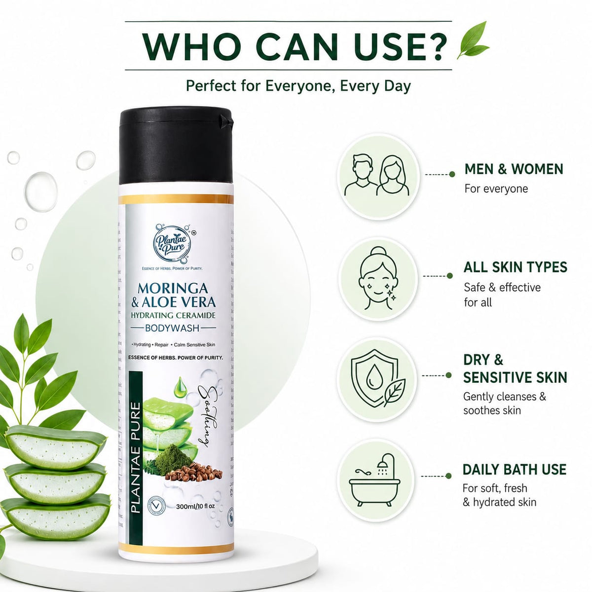 Plantae Pure Aloe Vera Body Wash - Natural Body Wash for Sensitive